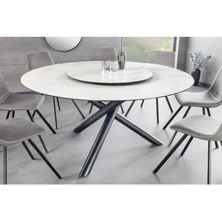 riess-ambiente Esstisch SPIN 150cm weiß/schwarz - Keramik, Metall, mit abnehmbarer Drehplatte (Einzelartikel, 1-St), runde Platte im Marmor-Look mit 360° Lazy Susan - ideal für 6 Personen weiß