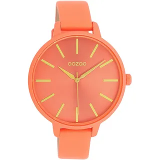 ooZoo Damen Armbanduhr C11185 Neonrot Sommer Ø42 Herren Lederarmband Analog