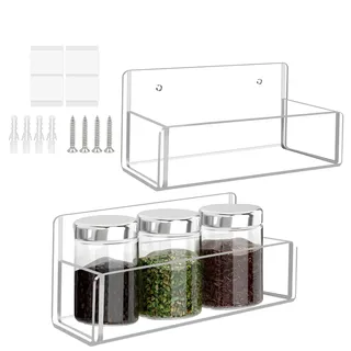 Gewürzregal zur Wandmontage, Acryl-Gewürzregal, transparente Acrylregale, Organizer für Schranktür, Wohnung, Gewürzstation, Lebensmittelzubereitungsbereich, Speisekammer, Aufbewahrung, Kochraum