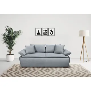Home Affaire Schlafsofa HOME AFFAIRE "Romeo, B: 224 cm, Liegefl. 152x200 cm", grau (anthrazit), B:224cm H:48cm T:104cm, 100%Polyester, Sofas, Schlafsofa, Bettfunktion, Bettkasten, Armteilverstellung & 2 Zierkissen, Boxspring