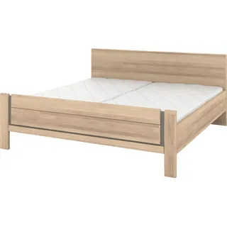 Holzbett MUSTERRING "Sorrent, Bettgestell, Bettrahmen, teilmassiv Eiche", braun, B:200cm L:200cm, Betten, Bettgestell, Eiche teilmassiv, Liegehöhenverstellung, Stollenfußteil