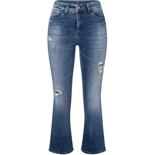 3/4-Jeans MAC "Dream Kick" Gr. 44, Länge 27, blau (dk blue washed) Damen Jeans Röhrenjeans Saum modisch verkürzt und leicht ausgestellt