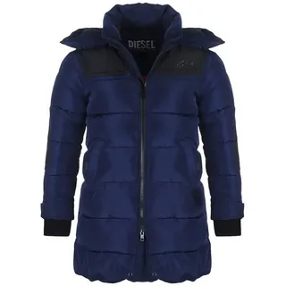 Diesel Winterjacke W-RUSSELL Herren Steppjacke Parka in Unifarbe, mit abnehmbarer Kapuze, mit Stehkragen blau XXL (54/56)