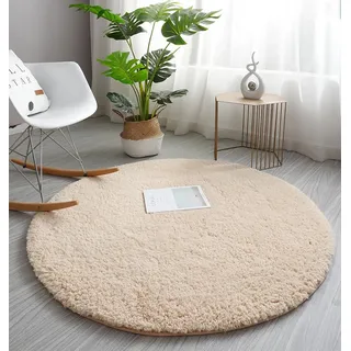 PALVIT Flauschige runde Teppiche, 60 x 60 cm, großer Teppich für Wohnzimmer, Küche, Schlafzimmer, mit rutschfester Unterseite, kleine, weiche, zottelige Matte für Eingang, Flur, runde Teppiche