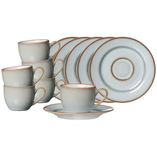 Ritzenhoff & Breker Portofino Espressotassen mit Untertassen 6er Set, 90 ml, Tassen-Untertassen-Set für 6 Personen, Skandinavisches Design mit Reaktivglasur, Steinzeug, Blaugrau