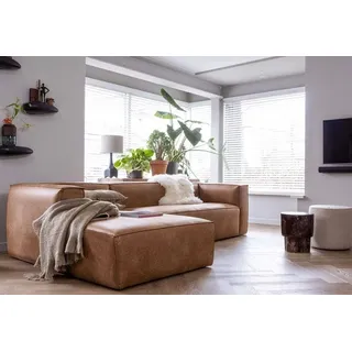 Leven Ecksofa recyceltes Leder Sofa Eckcouch cognac Breite 305 cm - Recamiere links - Braun