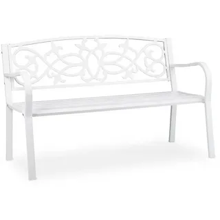 relaxdays Gartenbank relaxdays 10036721 Gartenbank VINTAGE weiß - 124,5cm