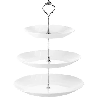 Festa Italia Etagere Glas - 3 Stöckig - Weiß Etageren - Kuchenständer Cupcake-Halter - Obstetageren - Obst Kekse Süßigkeiten Servierplatte - Gebäck gestuftes Serviertablett für Weihnachten