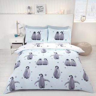 Rapport Bettbezug-Set mit Pinguin-Muster, Ice, Einzelbett