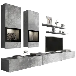 OTTO home Wohnwand OTTO HOME "Baros", grau (beton, optik), B:270cm, Kastenmöbel-Sets, Wohnwand