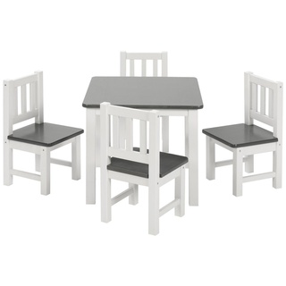 BOMI Kindersitzgruppe Kindersitzgruppe Amy (4 Stühle), (5-tlg), Kindertischgruppe aus Holz (Tisch und 4 Stühle, 5-tlg) grau