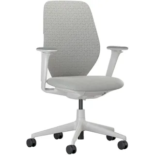Vitra - ACX Soft Bürostuhl, Grid Knit stone grey / Quilted Knit stone grey, mit Sitztiefenverstellung, höhnenverstellbare Armlehnen (Rollen für Hartböden)