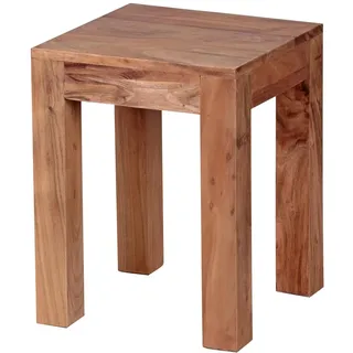 FineBuy Beistelltisch Braun Akazie 35 x 35 x 45 cm