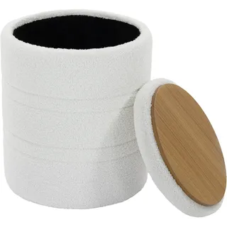 Homcom Sitzhocker mit Stauraum Rund 36,5 x 46,5 cm Weiß