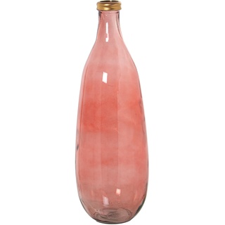 Bodenvase aus recyceltem Glas in Rosa mit Goldener Kante, 25 x 75 cm, Öffnung 6 cm