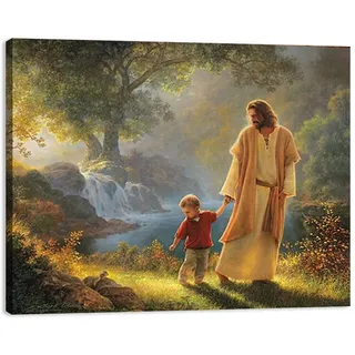 ZHONGYUTONG Jesus Hält Meine Hand Christliche Bilder Gerahmt Jesus Poster Leinwand Kunstdrucke Gemälde Morden Heimdekoration (30x45cm)