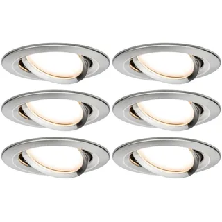 Paulmann Nova Coin Einbauleuchte, dimmbar, IP23, schwenkbarer LED-Strahler, Eisen gebürstet, 6er Set