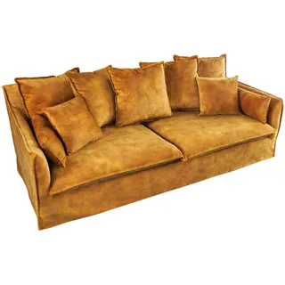 3-Sitzer Sofa HEAVEN - 200cm - senfgelb - Samt - Federkern Hussensofa