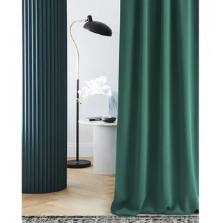 room99 Vorhang mit Ösen Laurel 140 x 280 cm Breite x Höhe Verdunkelung Blickdicht Schiebegardinen Curtain Wohnzimmer Schlafzimmer Dunkelgrün, 1 Stück