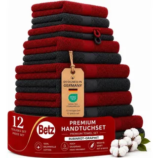 Betz Handtuch Set 12-tlg. Handtücher-Set Premium, 100% Baumwolle (Set, 12-St), 2 Duschtücher, 4 Handtücher, 2 Gästetücher, 2 Seiftücher, 2 WH rot