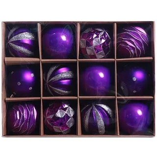 Baumkugeln 12 Stück Christbaumkugeln Weihnachtskugeln, Morbuy Kunststoff Weihnachtsbaumkugeln Plastik Bruchsicher, Weihnachtsbaumschmuck Weihnachtsdeko (lila)