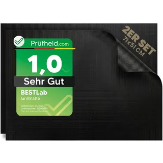 BestLab [ Test SEHR GUT, Note 1.0 *] 2 Stück Grillmatte für Gasgrill 71x51cm, Antihaft Teflon Grillmatten, BBQ Gas Grill Matten, Balkon Camping Elektrogrill & Holzkohlegrill, Grillplatte Zubehör