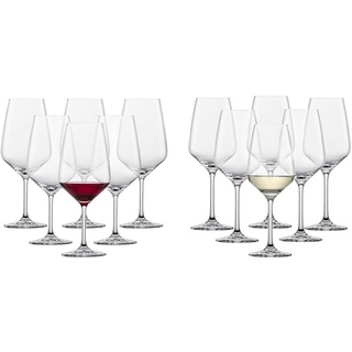 Schott Zwiesel Bordeaux Rotweinglas Taste (6er-Set) & Weißweinglas Taste (6er-Set), zeitlose Weingläser für Weißwein, spülmaschinenfeste Tritan®-Kristallgläser, Hergestellt in Deutschland