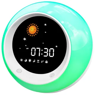 I·CODE Wecker Kinder, Kinder Schlaftrainer Kinderwecker mit Nachtlicht, Schlaf Sound Maschine, Schlaf Timer(Aktualisierte Version 2024)