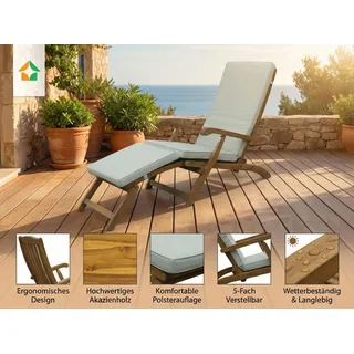 prestige home living outdoor Ergonomische Sonnenliege 97 x 56 x 96 cm Akazienholz