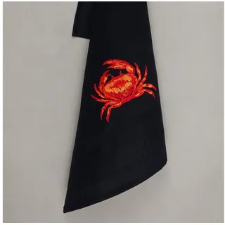 Vista Portuguese Geschirrtuch Krabbe mit exklusiver Stickerei, 100 % Baumwolle, schwarz schwarz