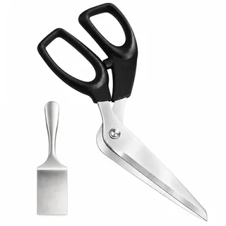 Pizzaschere Set mit Edelstahl Pizzaschaufel Schwarz 2 teilig | 2 teiliges Set zum Schneiden und Servieren mit abnehmbarer 2Cr13 Klinge und Edelstahl Pizzaschaufel.