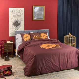 BELUM | Bettbezug Harry Potter, Bettbezug mit Knöpfen 100% Baumwolle, Modell Gryffindor Values für Betten mit 90 cm (155 x 220 cm)