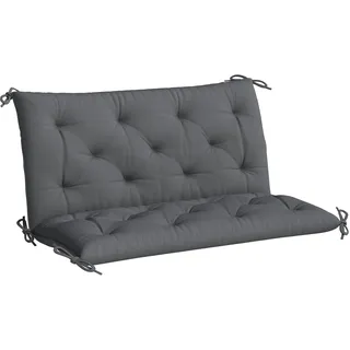 Outsunny 2 Sitzer Bankauflage für Sitzbank 100 x 98 x 8 cm Dunkelgrau | Sitzkissen mit Bändern, Rückenkissen, Indoor/Outdoor Polster Auflage, für Gartenbank Gartenmöbel Hollywoodschaukeln