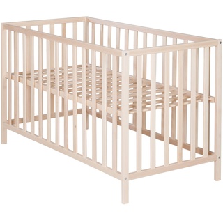 roba Babybett Cosi 60 x 120 cm - Gitterbett aus Bio Buche massiv - Kinderbett 3-fach höhenverstellbar - Holz natur