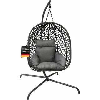 BURI Hängesessel Hängesessel Hängestuhl Anthrazit Hängeschaukel Indoor Outdoor + Kissen