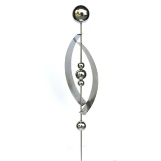 Harms Import Gartenfigur Gartenstecker SIRIUS Edelstahl 140cm Silber Spirale mit Kugeln