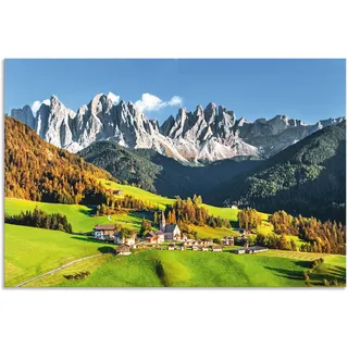 Wandbild ARTLAND "Alpen Berge Santa Maddalena", grün (farbe bild(er): grün), B:120cm H:80cm, Bilder, als Alubild, Leinwandbild, Poster in verschied. Größen