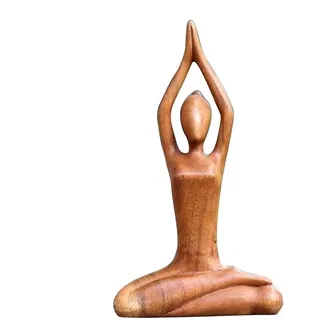 Yoga-Figur – weibliche Meditationsskulptur, Yoga-Pose-Figur aus Holz, handgeschnitzt, spirituelles Dekorstück, Yoga-Frauen-Ornament für Studiertisch, Heimgalerie, Wohnzimmer, Display