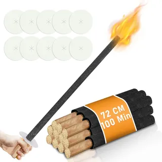 Herrselsam Wachsfackeln 200 Stück Fackeln Brennzeit 100 min Gartenfackeln mit Handschutz aus natürlichem Wachs für Lagerfeuer, Draußen, Garten oder zu Ostern