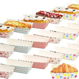 Famanu Papierbackform 200 Stück - Ideal für Amateure und Profis - Große Mini Backform - Rechteckig, Einweg, n
