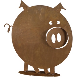 Siena Garden Schwein Gustav auf Bodenplatte Metall mit Edelrost 49 cm