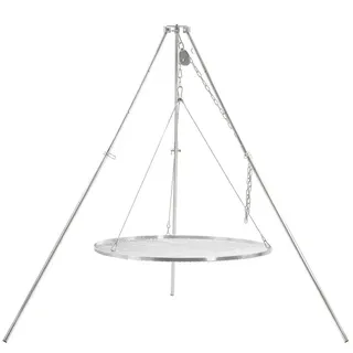 BBQ-Toro Schwenkgrill Dreibein Schwenkgrill mit Ø 90 cm Grillrost, Edelstahl, Ideal zum Grillen und Kochen über offenem Feuer silberfarben