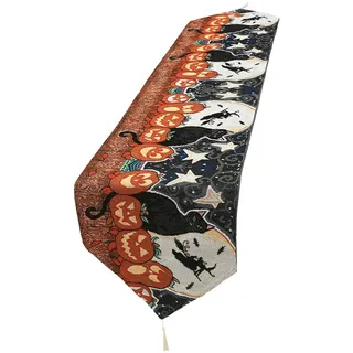 Halloween-tischdecke Aus Baumwolle Und Leinen Für Die Tischdekoration Im Esszimmer, 33 X 180 Cm