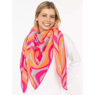 Zwillingsherz "Happy Waves", Damen, orange (grau pink orange), Strick, Baumwollmischung, gemustert, mehrfarbig, Modetücher, auffallendes Muster, Strick, wärmend