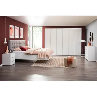Schlafzimmer-Set Ambra 4tlg. Lack / Hochglanz Weiß 180 x 200 cm