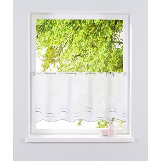 Scheibengardine Betty, my home, Stangendurchzug (1 St), transparent, Transparent, Polyester grau|weiß 90 cm x 30 cm