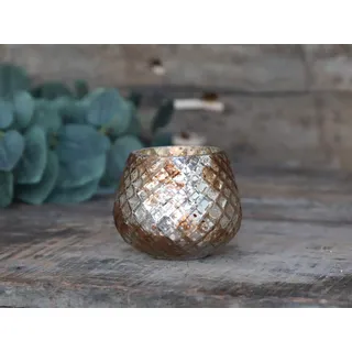 Teelichthalter Windlicht Kerzenglas antik Champagner Deko Landhaus Nostalgie Shabby Vintage French
