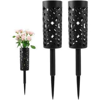 2 Stück Grabvase Kunststoff-Friedhofsvasen Mit Pfahl, Gedenkblumenvasen Grabstein Blumenhalter Für Friedhofsgrabdekorationen