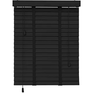 Suwooy Holzjalousie,50mm Lamellen,Schwarze Horizontale Jalousien,Sonnenschutz/Sichtschutzvorhänge,Echtholz Jalousette Für Innen Außen Türen Fenster,Jalousetten Mit Klebeband,W×H-90x150cm/35.5x59in