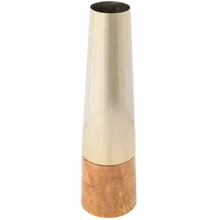 Gasper Edelstahl/Mango-Holz Vase Tamara ca. 31 x 9 cm in champagner